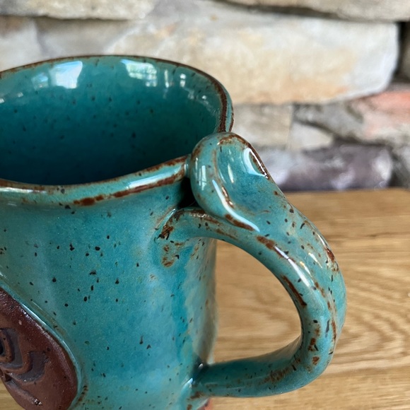 NEW Handcrafted Pottery Lotus Flower Mug Artisan Signed Hand Built Art Yoga 5" - Picture 9 of 9